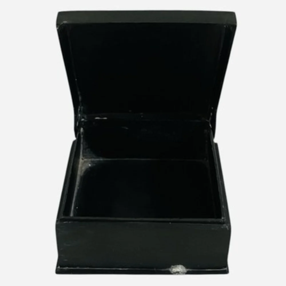 Vintage 1995 Black Metal Bidriware Jewelry Trinket Box India 3
